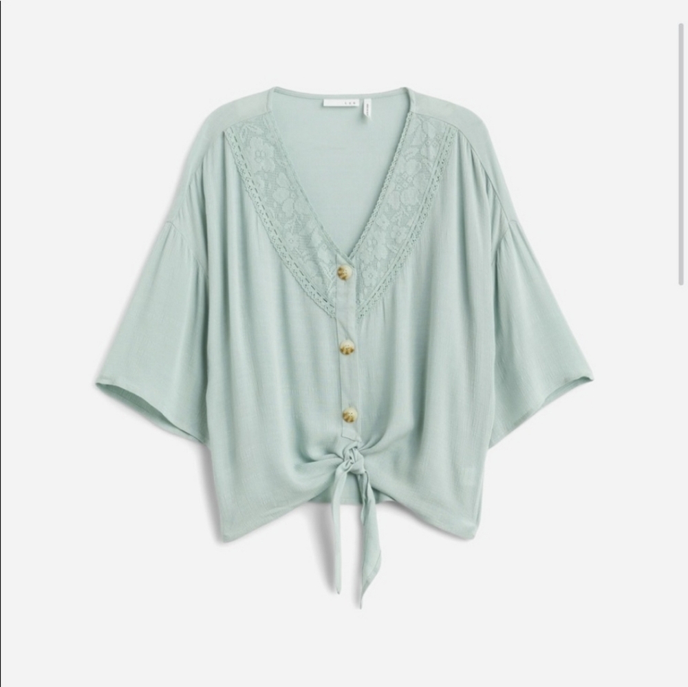 LUQ Elayne Lace Detail Tie Front Top